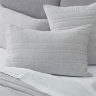 Detailed information about the product Adairs Fraiser Grey Chambray Quilted Pillowcase (Grey European Pillowcase Each)