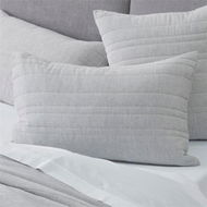 Detailed information about the product Adairs Fraiser Grey Chambray Quilted Pillowcase (Grey King Pillowcase Each)