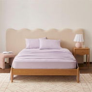 Detailed information about the product Adairs Fresh Cotton Percale Misty Lilac Sheet Set - Purple (Purple King Single)