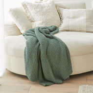 Detailed information about the product Adairs Hallstatt Basil Chunky Knit Throw - Green (Green Throw)