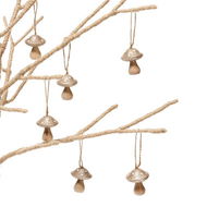 Detailed information about the product Adairs Natural Pack of 6 Hanging Champagne Wooden Mushroom