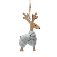 Detailed information about the product Adairs Grey Ornament Hanging Grey Whimsical Woollen Deer