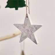 Detailed information about the product Adairs Silver White Hanging Timber Star Ornament