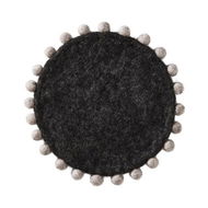 Detailed information about the product Adairs Heena Wool Collection Pom Pom Trivet Dia21cm Charcoal/Grey - Black (Black Trivet)