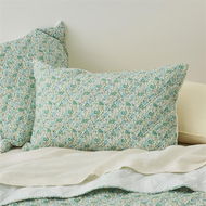 Detailed information about the product Adairs Green European Pillowcase Each Ida Floral Printed Quilted Pillowcase