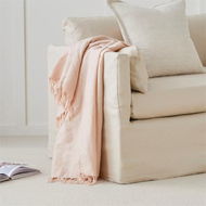 Detailed information about the product Adairs Pink Throw Iris Nude Pink Linen Cotton Throw