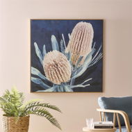 Detailed information about the product Adairs Natural Wall Art Kakadu Canvas Collection Midnight Banksia