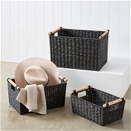 Detailed information about the product Adairs Black Medium Kendrick Basket Med