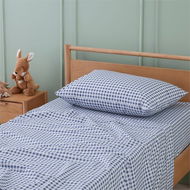 Detailed information about the product Adairs Kids Arnie Gingham Navy Mint Sheet Set - Blue (Blue Cot)