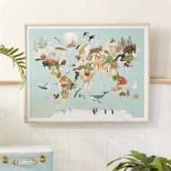 Detailed information about the product Adairs Blue Wall Art Kids Around the World Ocean Blue
