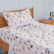 Detailed information about the product Adairs Kids BBC Bluey & Friends Organic Cotton White Sheet Set (White Cot)