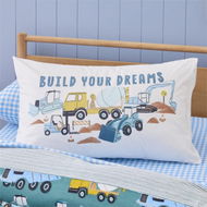 Detailed information about the product Adairs Kids Build Your Dreams Kids Text Pillowcase - White (White Pillowcase)