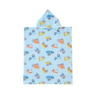 Detailed information about the product Adairs Blue Medium Kids Construction Zone Kids Hooded Beach Towel Blue