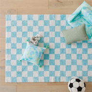 Detailed information about the product Adairs Kids Decorative Blue Check Rug (Blue Rug)