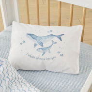 Detailed information about the product Adairs Kids Decorative I Whale Always Love You Cot Text Pillowcase - White (White Cot)