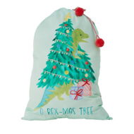 Detailed information about the product Adairs Green Kids Dino Carols Christmas Santa Sack