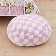 Detailed information about the product Adairs Kids Frankie Lilac Check Faux Fur Floor Cushion - Purple (Purple Floor Cushion)