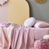 Detailed information about the product Adairs Pink King Single Kids Gingham Pastel Pink Sheet Set