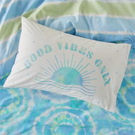 Detailed information about the product Adairs Pillowcase Kids Good Vibes Only Aqua Kids Text Pillowcase