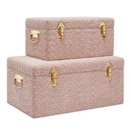 Detailed information about the product Adairs Pink Large Kids Heirloom Pink Boucle Storage Trunk