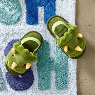 Detailed information about the product Adairs Kids Kids Dino Slipper Collection - Green (Green Slippers)