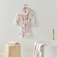 Detailed information about the product Adairs Pink MED/LRG Kids Ultra Soft Sunshine & Rainbows Pastel Dressing Gown