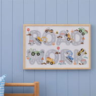 Detailed information about the product Adairs Kids Roadworks Wall Art - Grey (Grey Wall Art)