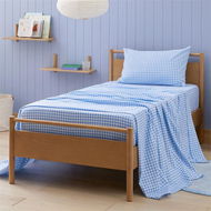 Detailed information about the product Adairs Kids Rylee Blue Gingham Flannelette Sheet Set (Blue Cot)