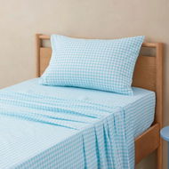 Detailed information about the product Adairs Kids Rylee Sky Gingham Sheet Set - Blue (Blue Double)