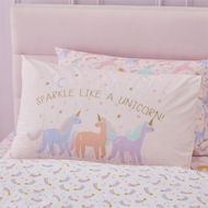 Detailed information about the product Adairs Kids Sparkle Like A Unicorn Kids Text Pillowcase - White (White Pillowcase)