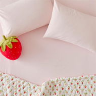 Detailed information about the product Adairs Kids Stonewashed Cotton Marshmallow Pink Fitted Sheet Set (Pink King Single)