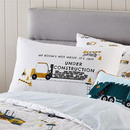 Detailed information about the product Adairs Kids Under Construction White Text Pillowcase (White Standard Pillowcase)