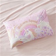 Detailed information about the product Adairs Pink Standard Kids Unicorn Squad Text Pillowcase Pink