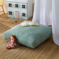Detailed information about the product Adairs Eucalyptus Green Kids Vintage Washed Linen Floor Cushion