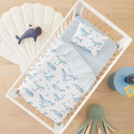 Detailed information about the product Adairs Kids Whale Wonder White Quilted Cot Quilt Cover Set (White Cot)