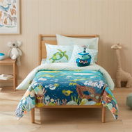 Detailed information about the product Adairs Green Kids What Lives In The Ocean Sea Double Quilt Cover Set