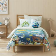 Detailed information about the product Adairs Green Single Kids What Lives In The Ocean Sea Quilt Cover Set