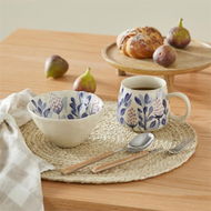 Detailed information about the product Adairs La Fleur Blue Leaves Servingware - White (White Dip Bowl)