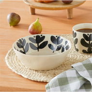 Detailed information about the product Adairs Lola Handpainted Black Leaf Bowl (Black Bowl)