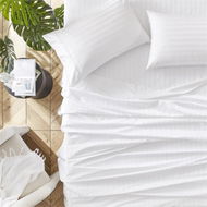 Detailed information about the product Adairs Luxury Collection White Stripe Sheet Set (White King Extra Depth)