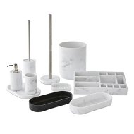 Detailed information about the product Adairs White Mayfair Marble & Silver Bathroom Accessories Organizer