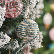 Detailed information about the product Adairs Blue Metallic Natural and Aqua Stripe Ornament