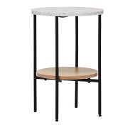 Detailed information about the product Adairs White Milan Furniture Collection 2 Tier Side Table White Marble/Oak