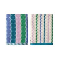 Detailed information about the product Adairs Mimi Jewels Cotton Bamboo Tea Towel Pack of 2 - Blue (Blue Pack of 2)