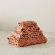 Detailed information about the product Adairs Orange Bath Sheet Mimosa Textured Towel Earth