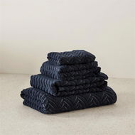 Detailed information about the product Adairs Blue Bath Sheet Mimosa Textured Towel Navy Marle Blue