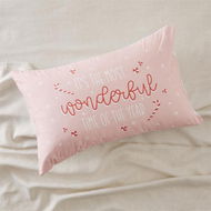 Detailed information about the product Adairs Pink Pillowcase Most Wonderful Time Christmas Text Pillowcase Pink