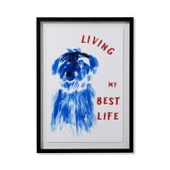 Detailed information about the product Adairs Blue Wall Art Motto Happy Dog Portrait Framed Wall Art Blue