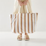 Detailed information about the product Adairs Natural Beach Bag Natural Stripe Canvas