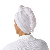 Detailed information about the product Adairs Navara Solid Snow Bamboo Cotton Hair Towel Wrap - White (White Hair Towel Wrap)